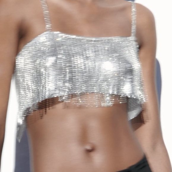 Zara crop rhinestone shingle top! Brand new never worn! - Picture 5 of 5